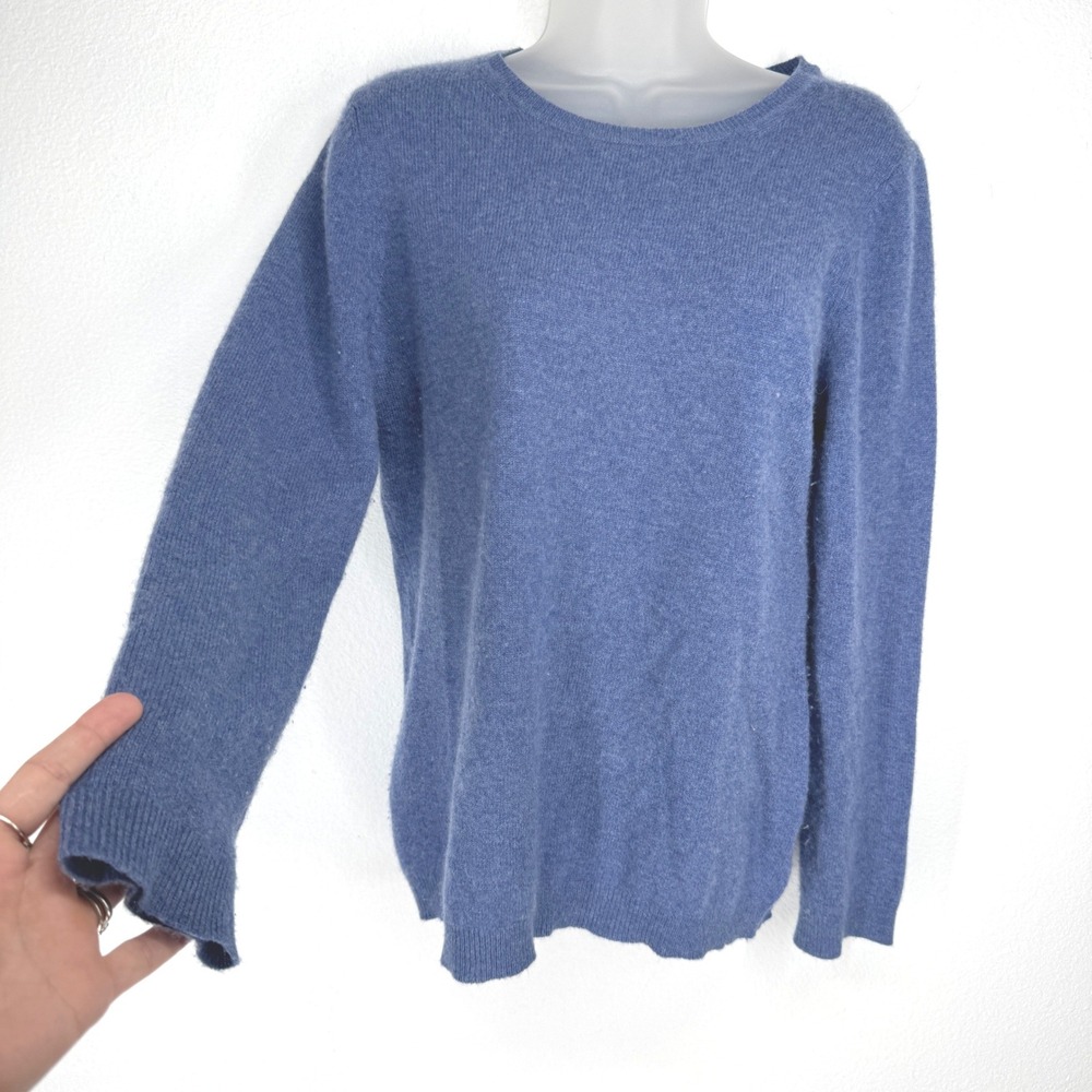 Charter Club 100% Cashmere Crewneck Sweater Womens Medium Blue Long Sleeve Knit